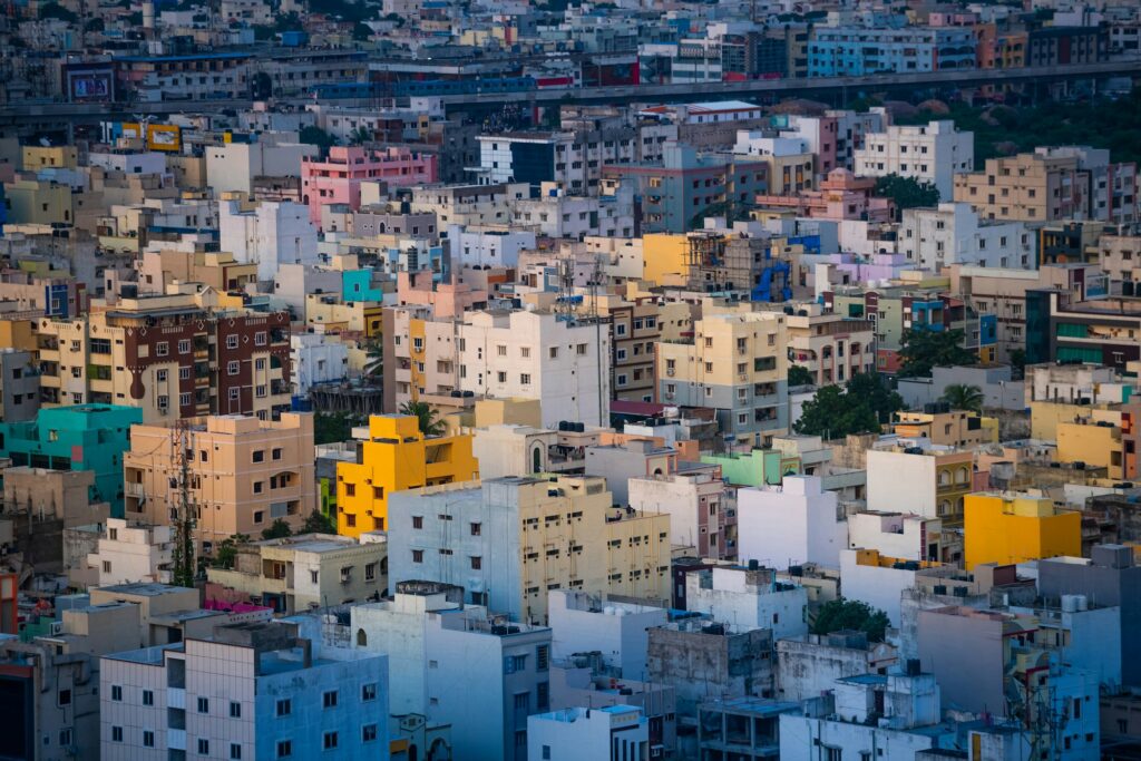 Hyderabad city buildings and skyline in India